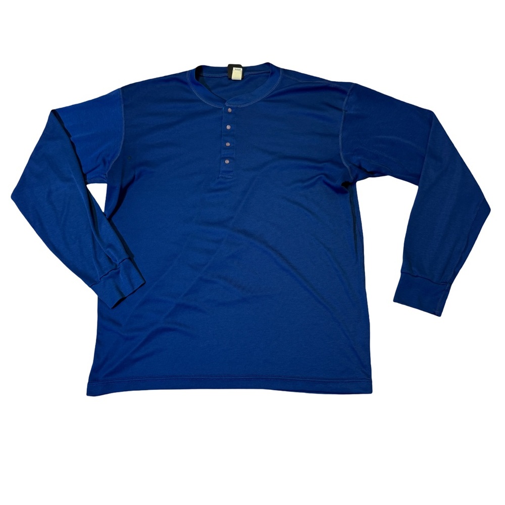 VINTAGE Patagonia mens M Medium blue solid Capeline Henley long sleeve shirt